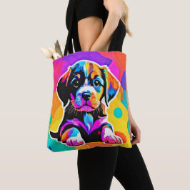 Levendig Puppy kunstwerk Tote Bag