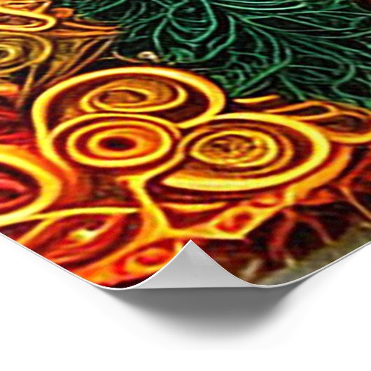 Levendig Quilling landschap van strand en bomen Poster (Hoek)