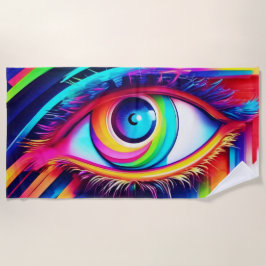 Levendig Rainbow Eye artwork Strandlaken