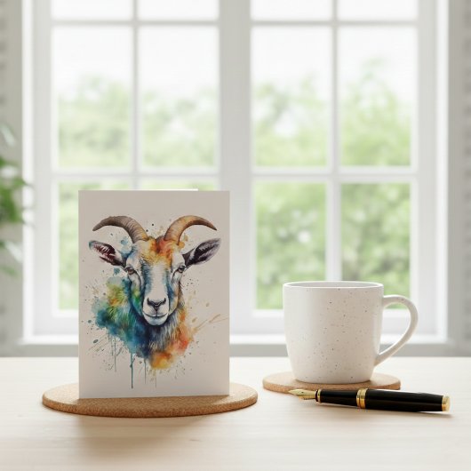 Levendig Rainbow Goat Portret Briefkaart