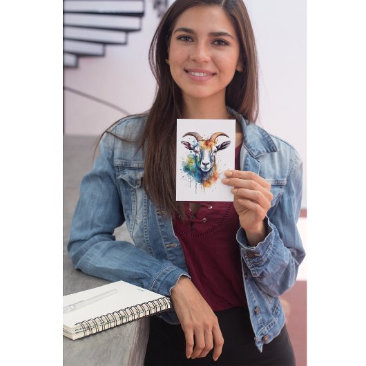 Levendig Rainbow Goat Portret Briefkaart