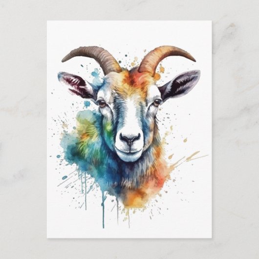 Levendig Rainbow Goat Portret Briefkaart (Voorkant)