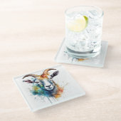 Levendig Rainbow Goat Portret Glazen Onderzetter (Schuin)