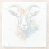 Levendig Rainbow Goat Portret Glazen Onderzetter (Achterkant)