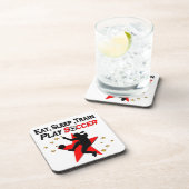 LEVENDIG RED SOCCER PLAYER DESIGN BIER ONDERZETTER (Rechterzijde)