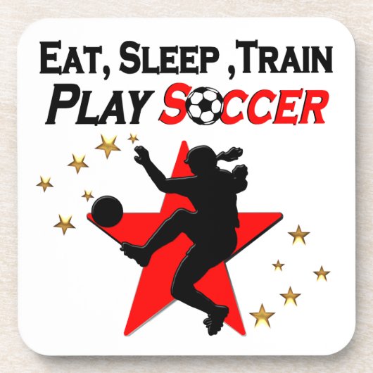 LEVENDIG RED SOCCER PLAYER DESIGN BIER ONDERZETTER (Voorkant)