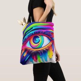 Levendig Regenboog Oog Kunstwerk Tote Bag