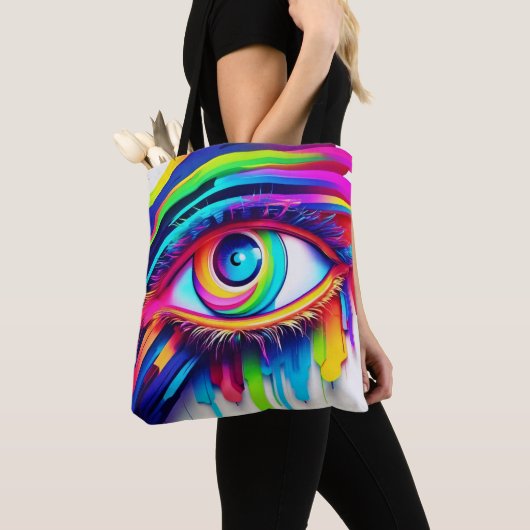 Levendig Regenboog Oog Kunstwerk Tote Bag (Dichtbij)