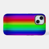 Levendig regenboog verf streep lijn patroon iPhone 15 case (Achterkant horizontaal)