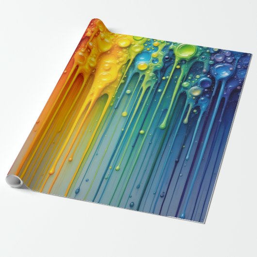 Levendig regenboogdruppeleffect inpakpapier (Uitgerold)