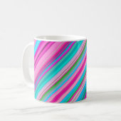 Levendig regenboogstreeppatroonontwerp koffiemok (Voorkant links)