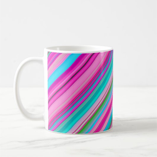 Levendig regenboogstreeppatroonontwerp koffiemok (Links)