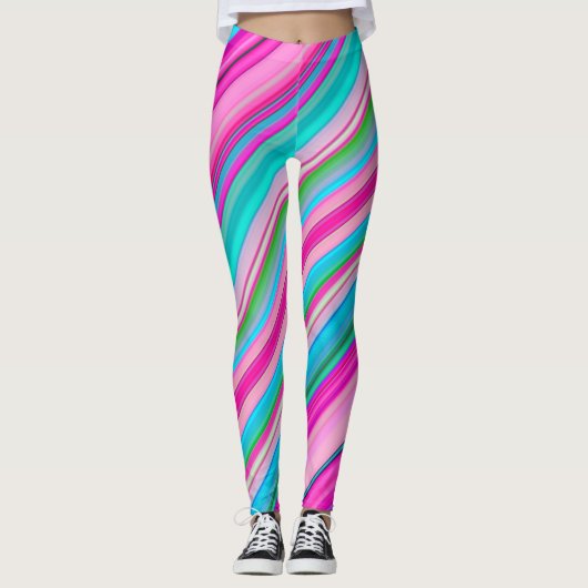 Levendig regenboogstreeppatroonontwerp leggings (Voorkant)