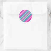 Levendig regenboogstreeppatroonontwerp ronde sticker (Tas)