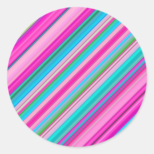 Levendig regenboogstreeppatroonontwerp ronde sticker (Voorkant)
