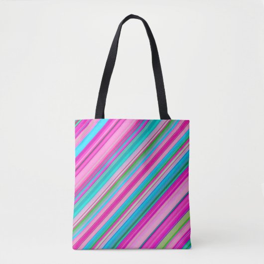 Levendig regenboogstreeppatroonontwerp tote bag (Voorkant)