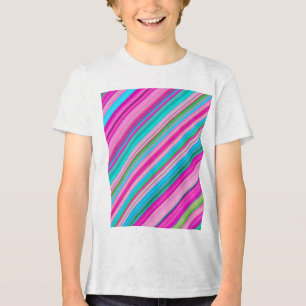Levendig regenboogstreeppatroonontwerp Tri-Blend shirt