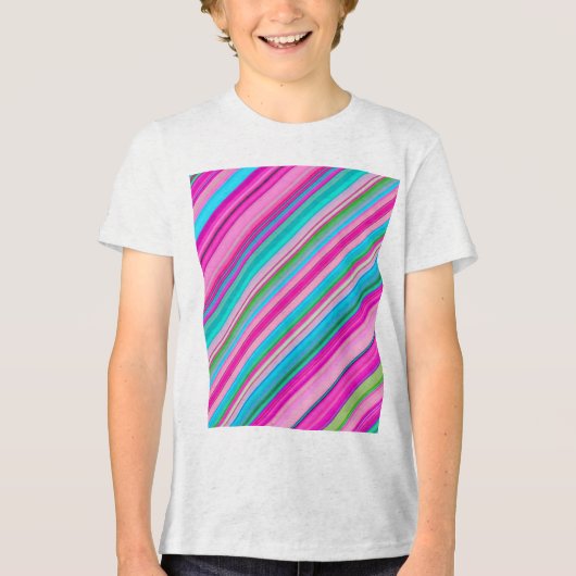 Levendig regenboogstreeppatroonontwerp Tri-Blend shirt (Voorkant)