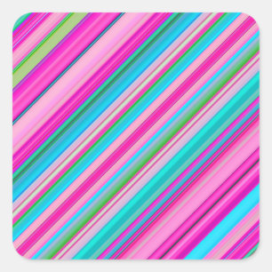 Levendig regenboogstreeppatroonontwerp vierkante sticker