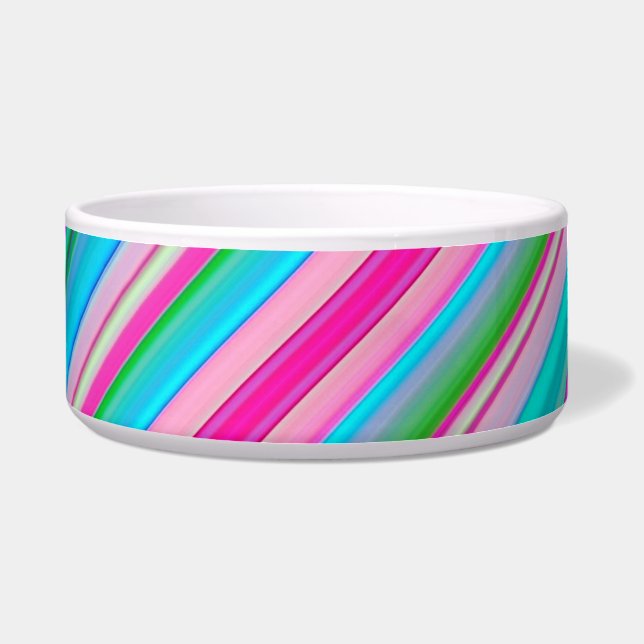 Levendig regenboogstreeppatroonontwerp voerbakje (Voorkant)