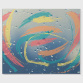 Levendig regendruppeleffect-penseelstreekinpakpapi cadeaupapier (Vlak)