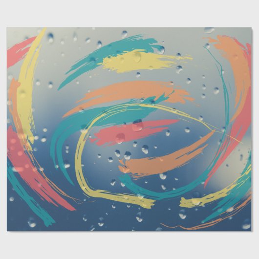 Levendig regendruppeleffect-penseelstreekinpakpapi cadeaupapier (Vlak)