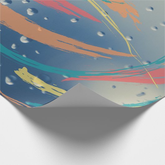 Levendig regendruppeleffect-penseelstreekinpakpapi cadeaupapier (Hoek)