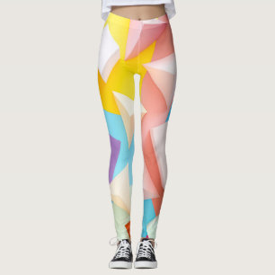 Levendig Retro 3D Driehoek Prisma Patroon Meerkleu Leggings