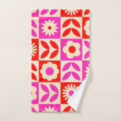 Levendig Retro bloemenpatroon Bad Handdoek (Handdoek)