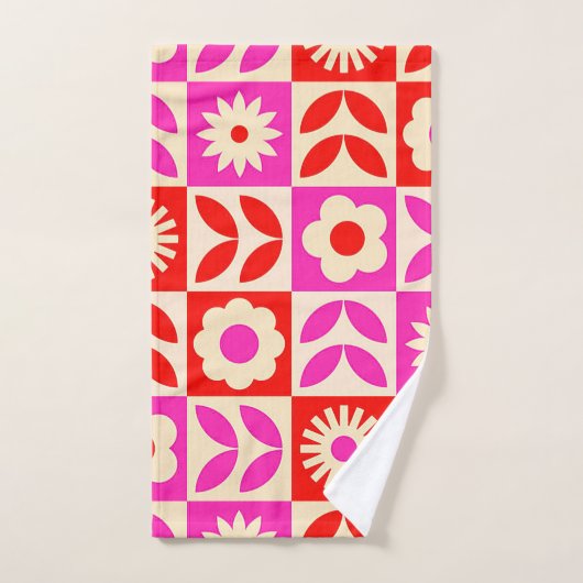 Levendig Retro bloemenpatroon Bad Handdoek (Handdoek)