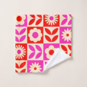 Levendig Retro bloemenpatroon Bad Handdoek (Wasdoekje)