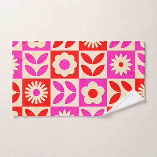 Levendig Retro bloemenpatroon Bad Handdoek (Handdoek)