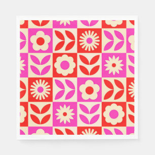 Levendig Retro Bloempatroon Servet