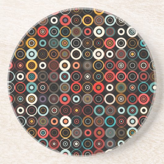 Levendig Retro Circle Onderzetter – Boho Chic Desi (Voorkant)