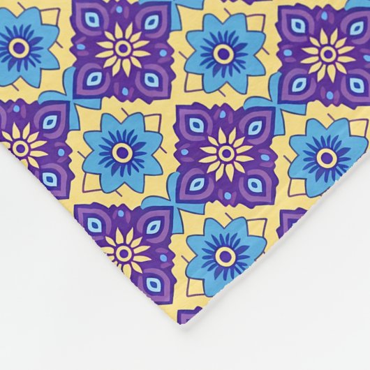 Levendig retro geometrisch bloemenpatroon fleece deken (Hoek)