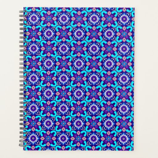 Levendig retro geometrisch bloemenpatroon planner (Voorkant)