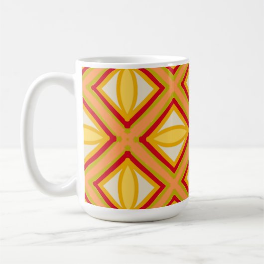 Levendig Retro Geometrisch Patroon Klassieke Mok (Links)