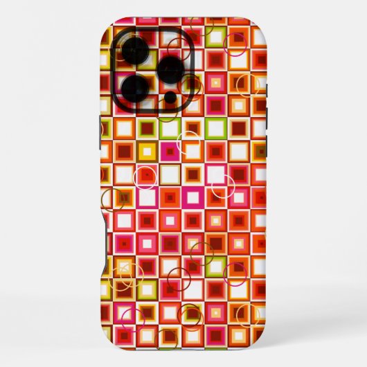 Levendig Retro Geometrisch Vierkant Patroon iPhone Hoesje (Achterkant)