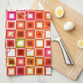 Levendig Retro Geometrisch Vierkant Patroon Theedoek (Quarter Fold)