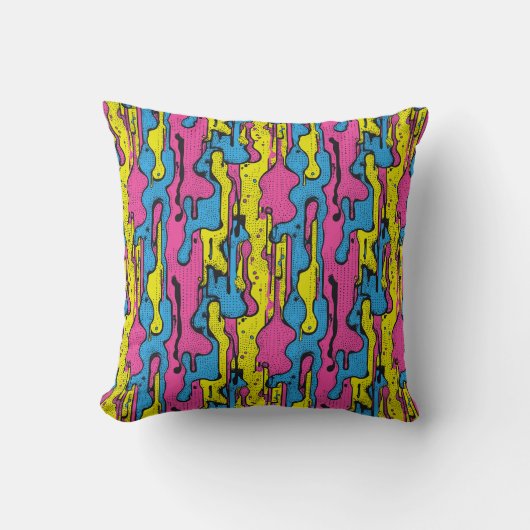 "Levendig Retro Pop Art Druppelpatroon Kussen (Voorkant)