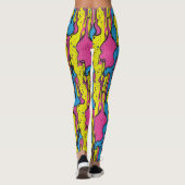 "Levendig Retro Pop Art Druppelpatroon Leggings (Achterkant)