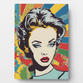 Levendig Retro Vrouw Pop Portret Kunst Fotoplaat