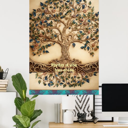  Levendig Ritme van Vibe Tree of Life Quote Poster (Thuiskantoor)