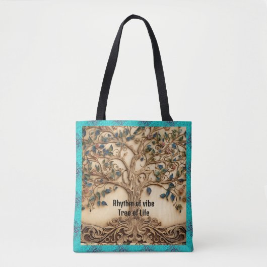  Levendig Ritme van Vibe Tree of Life Quote Tote Bag (Voorkant)