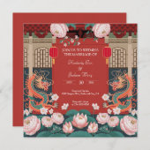 Levendig Rode Chinese Stijl Kaart (Voorkant / Achterkant)