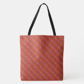 Levendig rode visnetten diagonaal patroon tote bag (Voorkant)