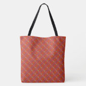 Levendig rode visnetten diagonaal patroon tote bag (Achterkant)