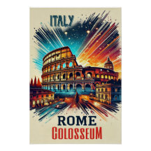Levendig Rome Colosseum - Italië Poster
