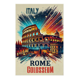 Levendig Rome Colosseum - Italië Poster