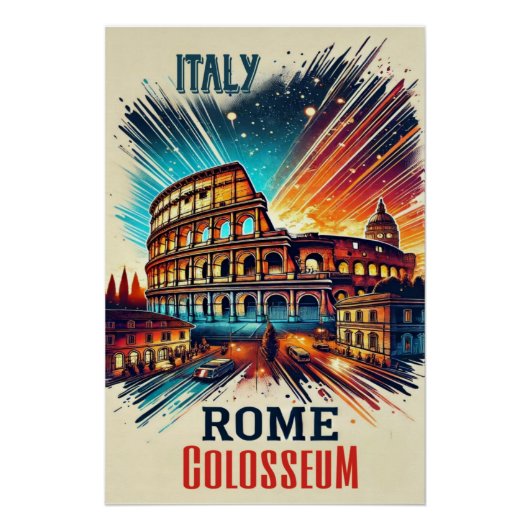 Levendig Rome Colosseum - Italië Poster (Voorkant)